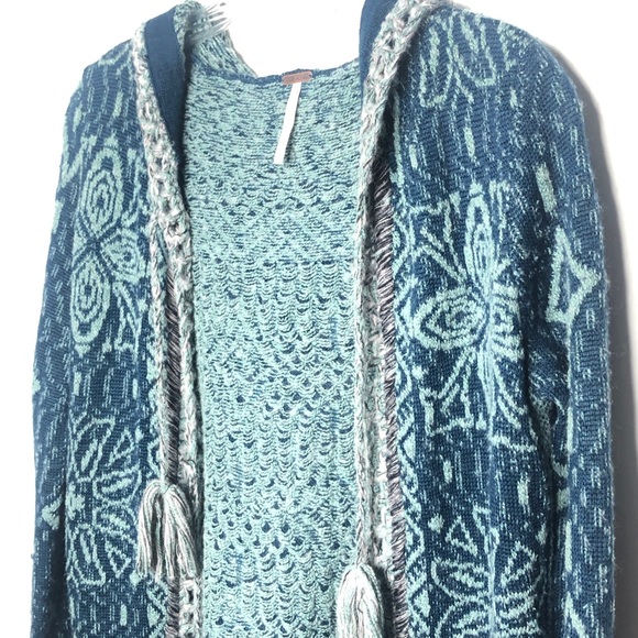 Free People Kai Pom Pom Hooded Cardigan Size XS - Picture 8 of 10